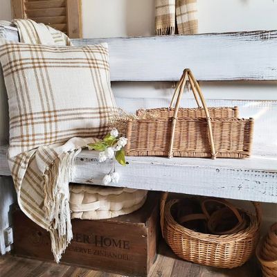 Classic Country Wheat Plaid Fringed Throw