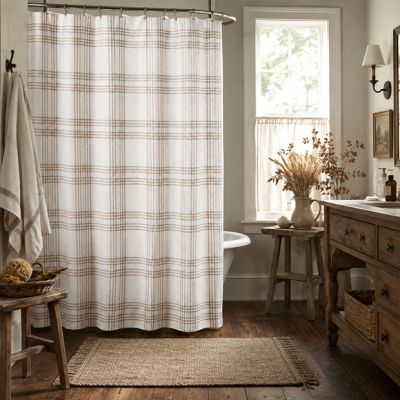 Classic Country Wheat Plaid Shower Curtain