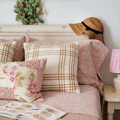 Classic Country Wheat Plaid Throw Pillow 18x18