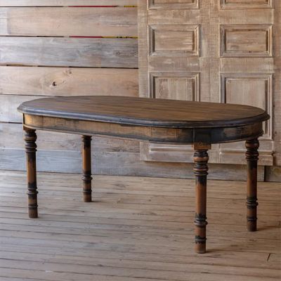 Classic Dark Wood Oval Dining Table