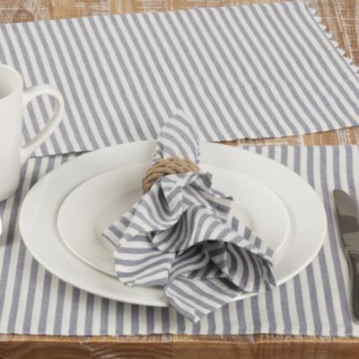 Classic Farmhouse Ticking Blue Stripe Napkins Set of 4