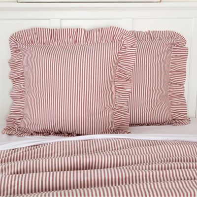 Classic Farmhouse Ticking Red Stripe Euro Sham