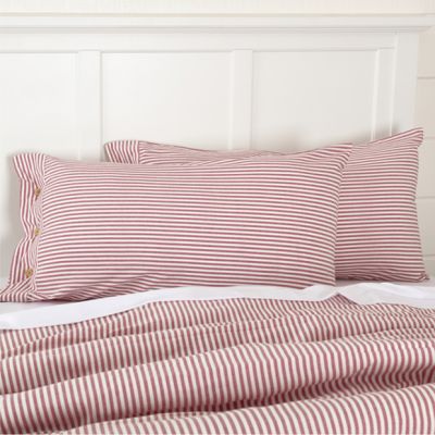 Classic Farmhouse Ticking Red Stripe Pillow Sham