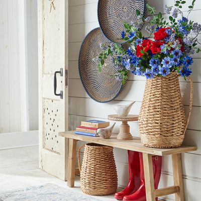 Classic Farmhouse Woven Pitcher Vase