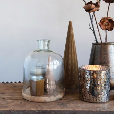 Classic Glass Cloche With Wood Base