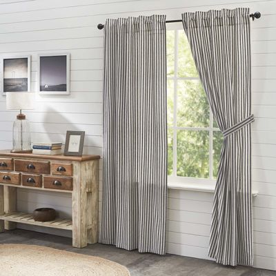 Classic Greys Ticking Stripe Curtain Panel Set of 2