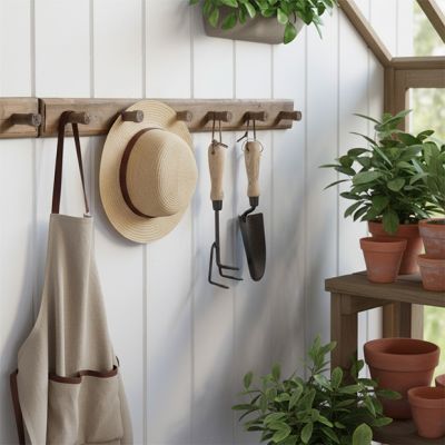 Classic Rectangular 5 Hook Wall Rack