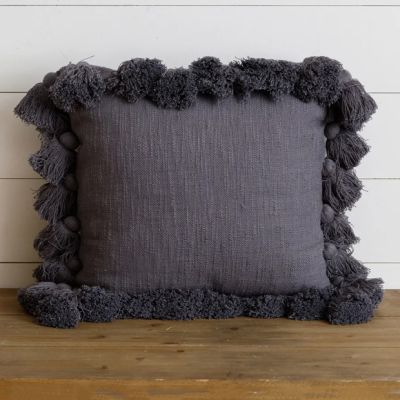 Classic Slate Blue Tassel Pillow