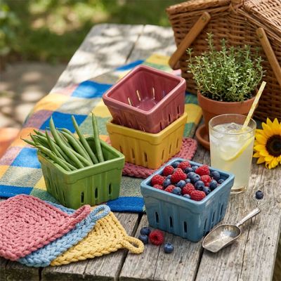 Classic Stoneware Berry Baskets Set of 4