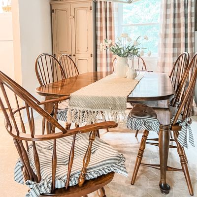 Classic Ticking Stripe Chair Cushion With Ruffle