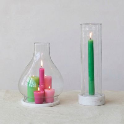 Clear Glass Candle Holder with Marble Base