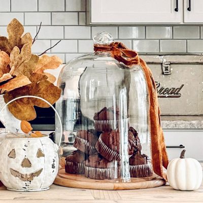 Clear Glass Dome Display With Wooden Base
