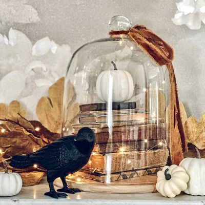 Clear Glass Dome Display With Wooden Base