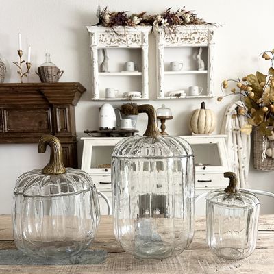 Clear Glass Pumpkin Jar With Lid
