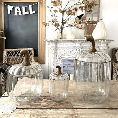 Clear Glass Pumpkin Jar With Lid