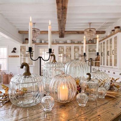Clear Glass Pumpkin Jar With Lid