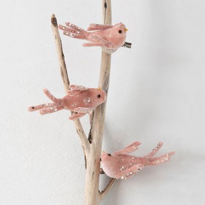 Clip On Velvet Birds