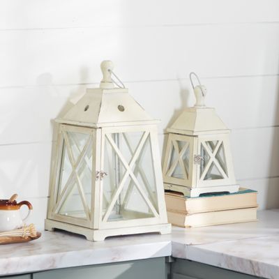 Coastal Cottage Candle Lanterns Set of 2