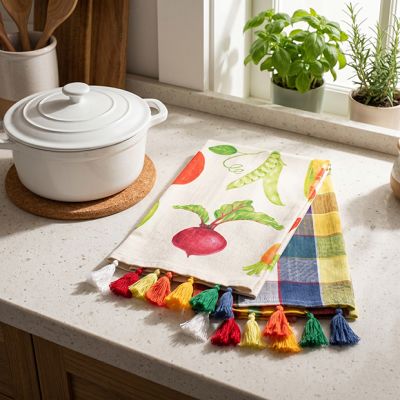 Color Pop Picnic Plaid and Veggie Tea Towel Set of 2