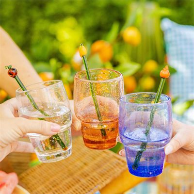 Colored Bubble Glass Stackable Tumbler Set of 6