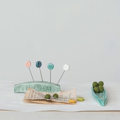 Colored Stoneware 8 Piece Appetizer Serving Set