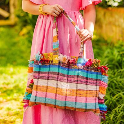 Colorful Dari Weave Tote With Fringe