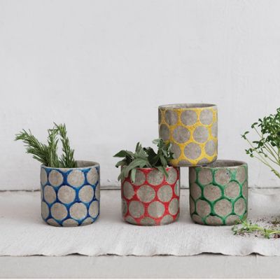 Colorful Dot Terra Cotta Mini Planter Set of 4