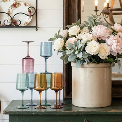 Colorful Tints Stemmed Wine Glass Set of 4