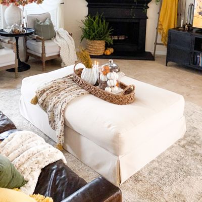 Contemporary Skirted Ottoman Neutral
