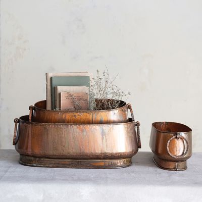 Copper Finish Metal Planter Set of 3