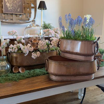 Copper Finish Metal Planter Set of 3
