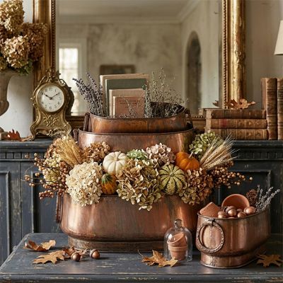 Copper Finish Metal Planter Set of 3