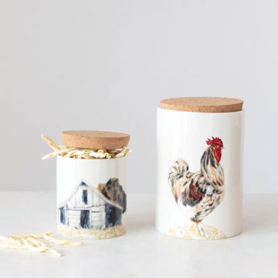 Cork Top Stoneware Kitchen Canister