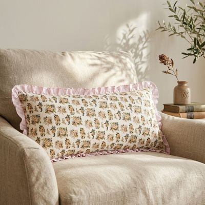 Cottage Cabbage Rose Ruffled Accent Pillow