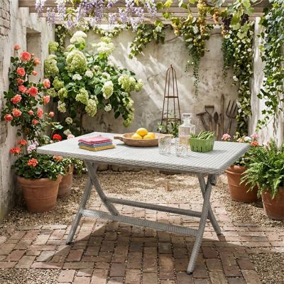 Cottage Chic Folding Rattan Table