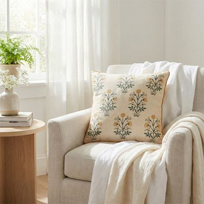 Cottage Country Marigold Pattern Accent Pillow