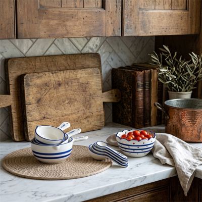 Cottage Farmhouse Blue Stripe Ceramic Kitchen Collection