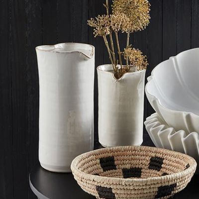 Cottage Farmhouse Ceramic Pitcher Vase