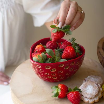 Cottage Farmhouse Ceramic Strawberry Bowl