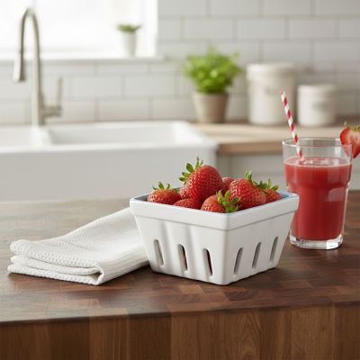 Cottage Farmhouse Stoneware Berry Basket