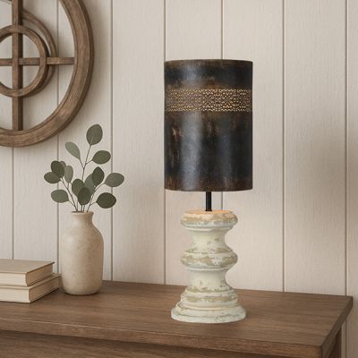 Cottage Farmhouse Table Lamp With Punched Shade