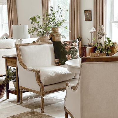 Cottage Farmhouse Upholstered Settee