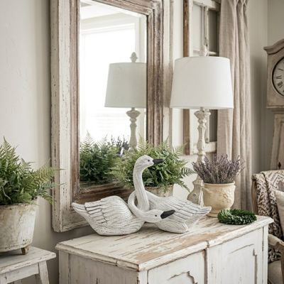 Cottage Garden Decorative Swan Pair