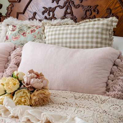 Cottage Gingham Throw Pillow With Fringe