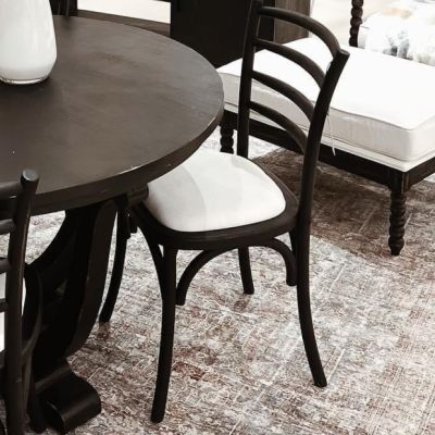 Cottage Ladder Back Wood Dining Chair Black Set of 2