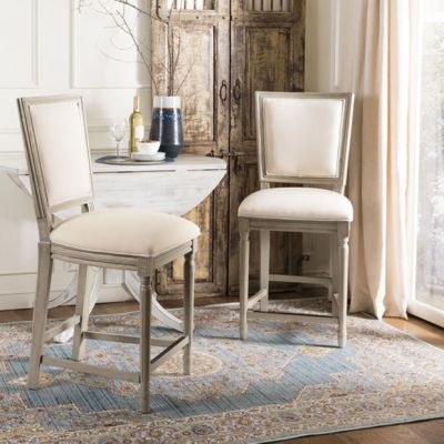 Cottage Linen Cushioned Counter Stool Set of 2