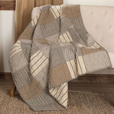 Cotton Block Quilted Throw Blanket