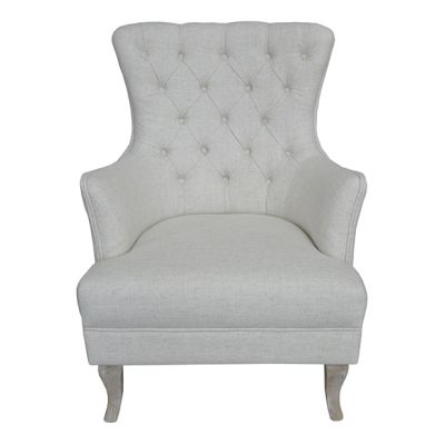 Cotton Boll Tufted Wing Back Chair