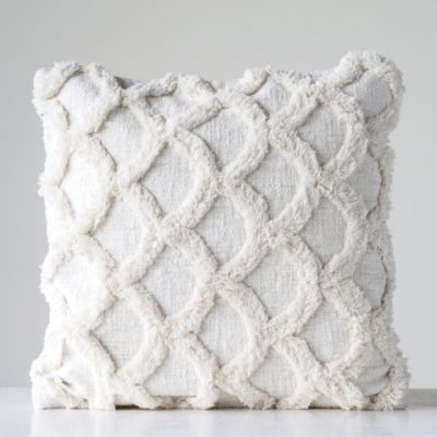 Cotton Chenille Throw Pillow White