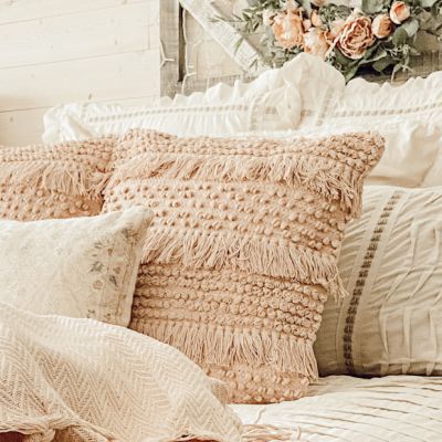 Cotton Fringe Blush Throw Pillow
